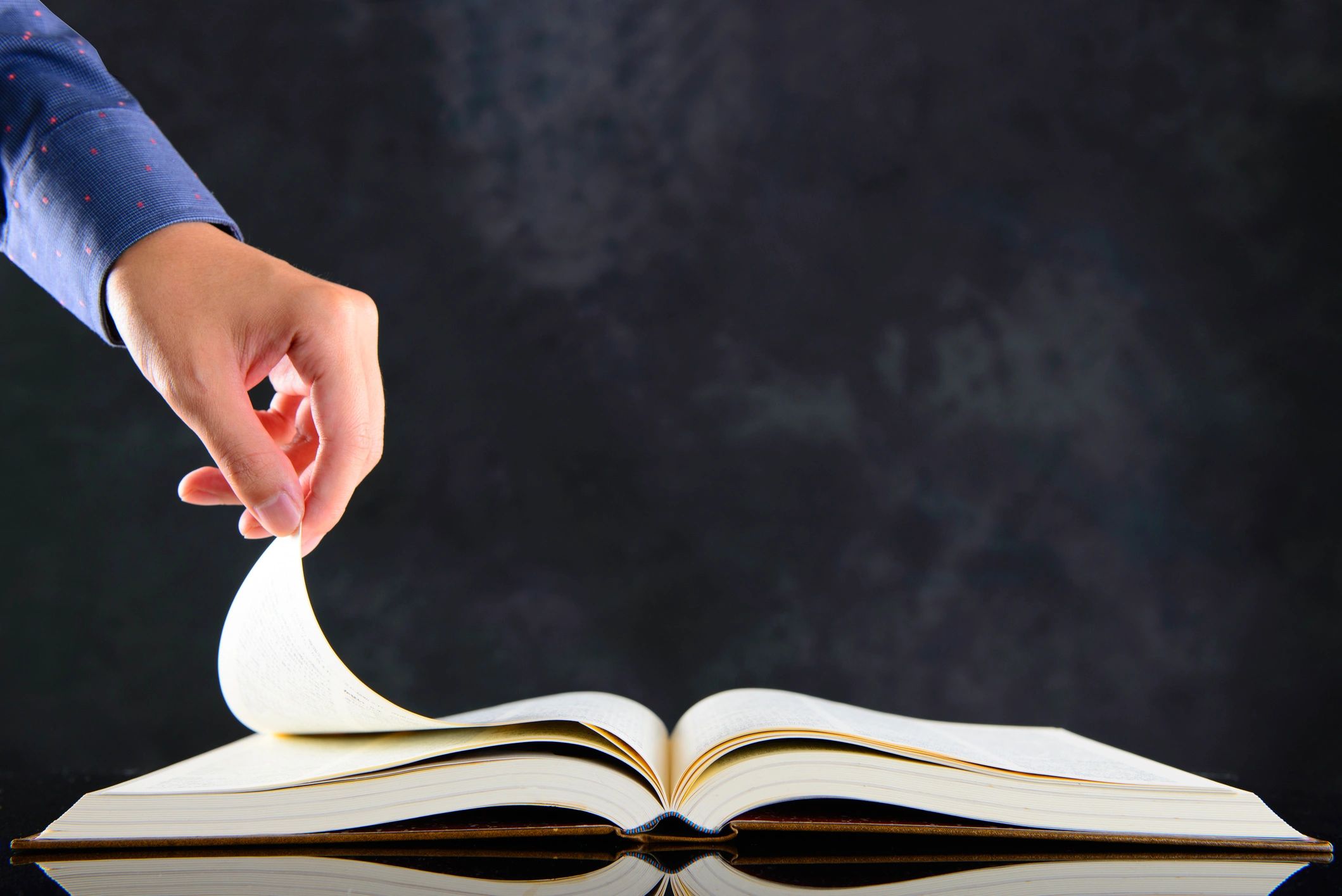 Book on dark background