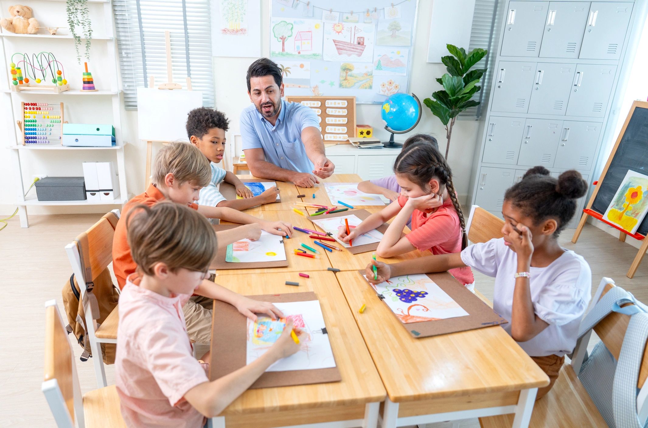 Children gathered in a creative learning environment